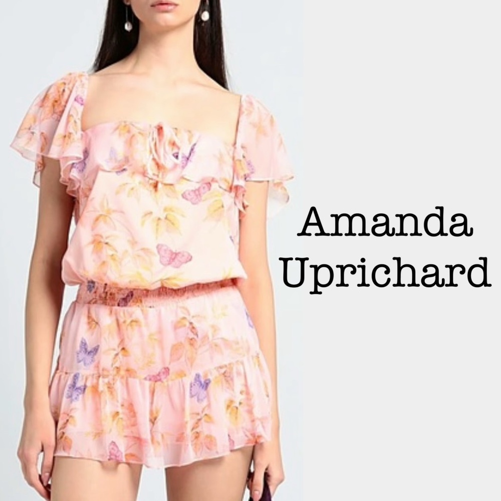 Amanda Uprichard Ali Peach Floral Romper Size Large